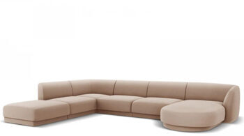 Large design panoramic U-sofa "Miley" - with velvet cover cappuccino