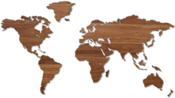Weltkarte Wooden 216 x 108 cm - Nussbaum
