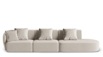 4 seater design sofa "Chiara" velvet with ottoman - right side