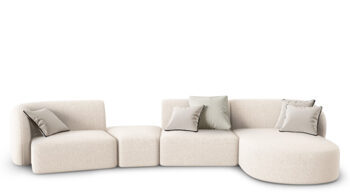 5 seater design sofa "Chiara" chenille without backrest - right side