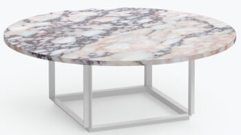 Designer Marble Coffee Table "Florence" White Viola Marble / White - Ø 90 cm