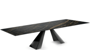 Extendable designer dining table "Delta" - Black Desire / Black