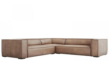 5 seater leather corner sofa "Agawa" - Dark Beige
