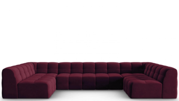 7-Sitzer Design Panoramasofa „Kendal“ Bezug: Aubergine