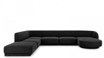 Grosses Design Panorama U-Sofa „Miley“ - Chenille Schwarz