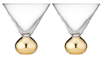 Handmade luxury martini glasses "Astrid" gold (set of 2)
