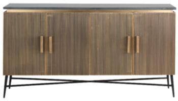 Buffet design "Ironville" avec plateau en marbre noir 160 x 86 cm