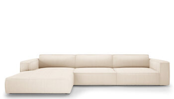 4-seater design corner sofa "Gaby" corduroy cover left