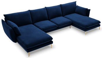Design U velvet sofa "Elio" 344 x 170 cm - royal blue