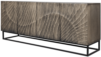 Massivholz Sideboard „Skorpion“ Schwarz/Akazie Grau - 177 x 76 cm