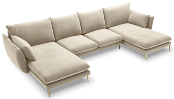 Design U velvet sofa "Elio" 344 x 170 cm - Beige