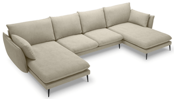 Design U-corner sofa "Elio" 344 x 170 cm - textured fabric Beige