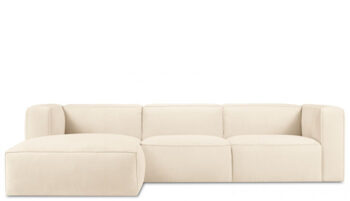 5-seater design corner sofa "Muse" with corner part left, corduroy cover
