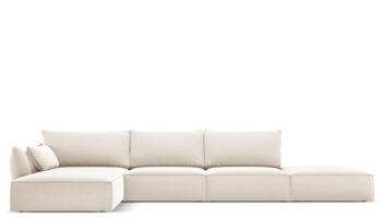 5 seater design corner sofa "Vanda" with corner part left - velvet cover