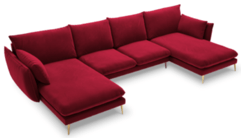 Design U velvet sofa "Elio" 344 x 170 cm - Red