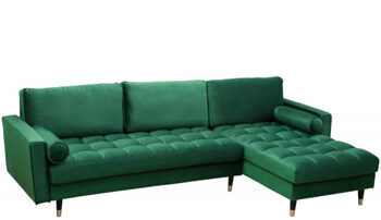 Design Ecksofa „Cozy Velvet“ mit Samtbezug - Smaragdgrün