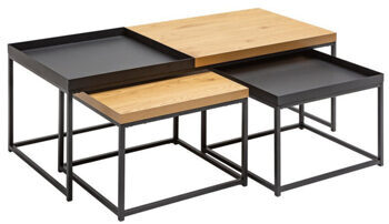 set of 3 coffee table "Loft" with removable trays