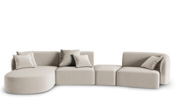 5 seater design sofa "Chiara" velvet without backrest - Left