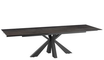 Extendable designer dining table "Phoenix" ceramic, dark rust look - 200-260 x 100 cm