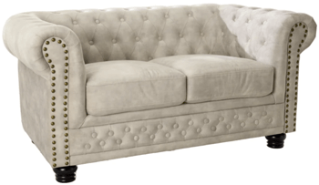 2 seater sofa "New Chesterfield" with velvet upholstery - Champagne