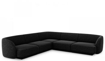 Large Design Corner Sofa "Miley" - Chenille Black