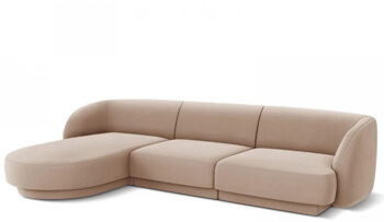 4 seater design corner sofa "Miley" - with velvet cover cappuccino