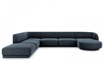 Large Design Panorama U Sofa "Miley" - Chenille Dark Blue