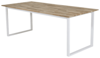 Rectangular dining table "Cirebon" teak / white 200 x 90 cm