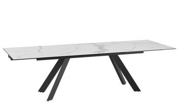 Extendable designer dining table "Ontario" ceramic, light marble look - 190-270 x 100 cm