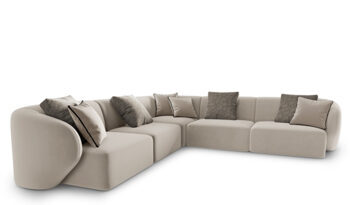 6 seater design corner sofa "Chiara" velvet