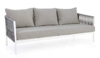 3-Sitzer Design Outdoor Sofa „Florencia“ - Weiss/Hellgrau
