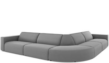 Grosses, abgerundetes 5-Sitzer Outdoor Sofa „Maui“ / Grau