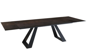 Extendable designer dining table "Ascension" ceramic, dark rust look - 190-270 x 100 cm
