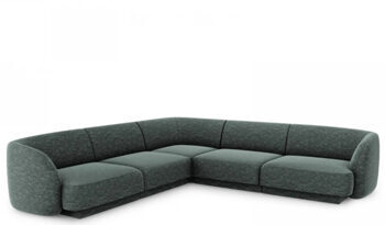 Large Design Corner Sofa "Miley" - Chenille Green