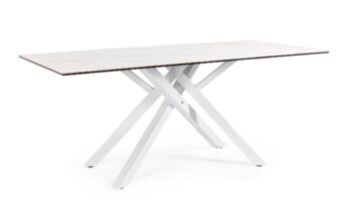Design ceramic dining table "Sean" 180 x 90 cm - white/marble look