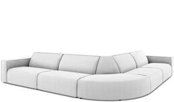 Large rounded 5 seater outdoor sofa "Maui" / Light gray