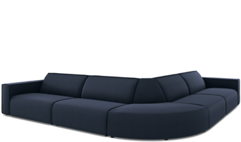 Grosses, abgerundetes 5-Sitzer Outdoor Sofa „Maui“ / Dunkelblau