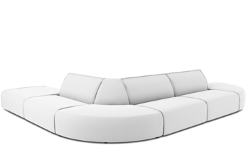 Large rounded outdoor design corner sofa "Maui" without armrests / Light gray