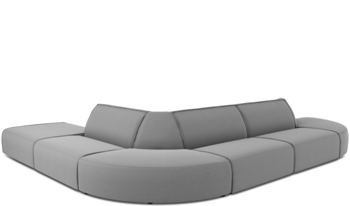 Large rounded outdoor design corner sofa "Maui" without armrests / Gray