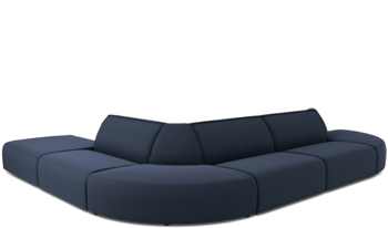 Large rounded outdoor design corner sofa "Maui" without armrests / Dark Blue