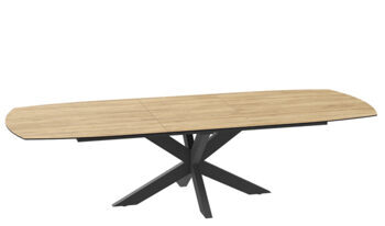 Extendable designer dining table "Phoenix" ceramic, wood look oak - 200-260 x 100 cm