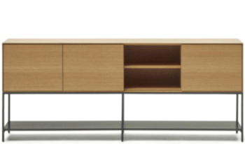 Design Sideboard „Valencia“ 195 x 80 cm - Eiche/Schwarz