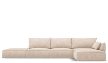 5 seater design corner sofa "Vanda" with corner piece right - chenille cover