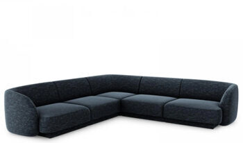 Large design corner sofa "Miley" - chenille dark blue