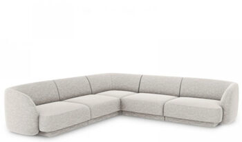 Large design corner sofa "Miley" - chenille light gray