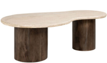 Design coffee table "Douglas" with travertine table top, 120 x 70 cm