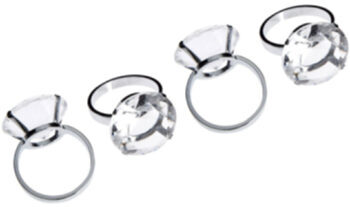 set of 4 napkin rings Clear Diamante