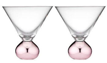 Handgefertigte, luxuriöse Martini Gläser „Astrid“ Rosé (2er-Set)