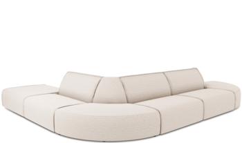 Large rounded outdoor design corner sofa "Maui" without armrests / Cozy Beige