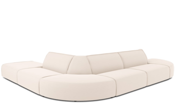 Large rounded outdoor design corner sofa "Maui" without armrests / Light Beige